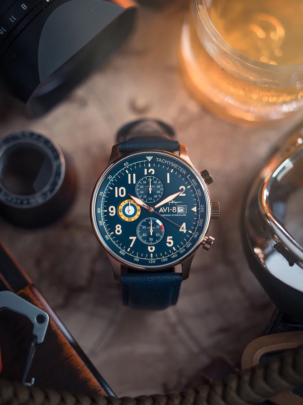 AVI-8 AV-4011-0Q vyriškas laikrodis Hawker Hurricane Classic Chronograph 43mm 5ATM