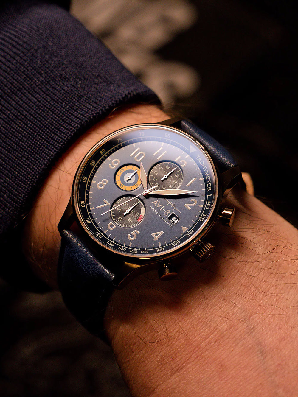 AVI-8 AV-4011-0Q vyriškas laikrodis Hawker Hurricane Classic Chronograph 43mm 5ATM