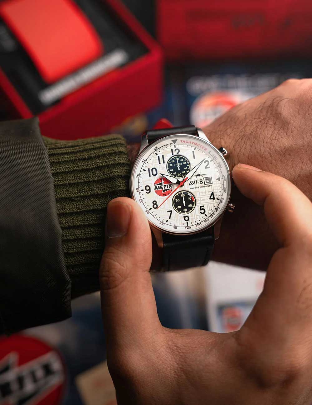 AVI-8 AV-4011-1C vyriškas laikrodis Hawker Hurricane Chronograph 42mm 5ATM