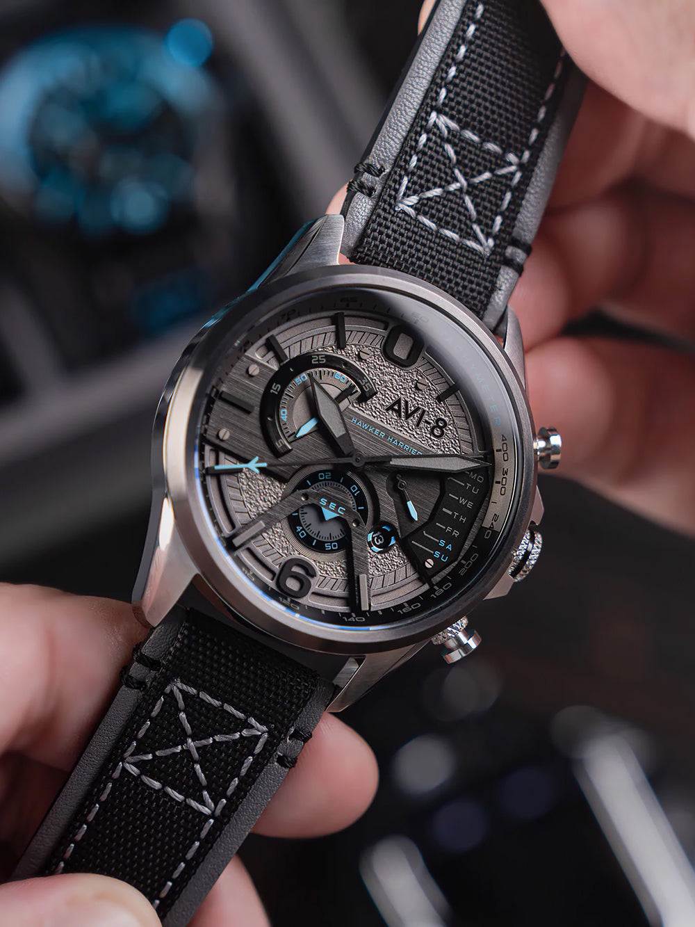 AVI-8 AV-4056-08 vyriškas laikrodis Hawker Harrier Dual Retrograde Chronograph 44mm 5ATM