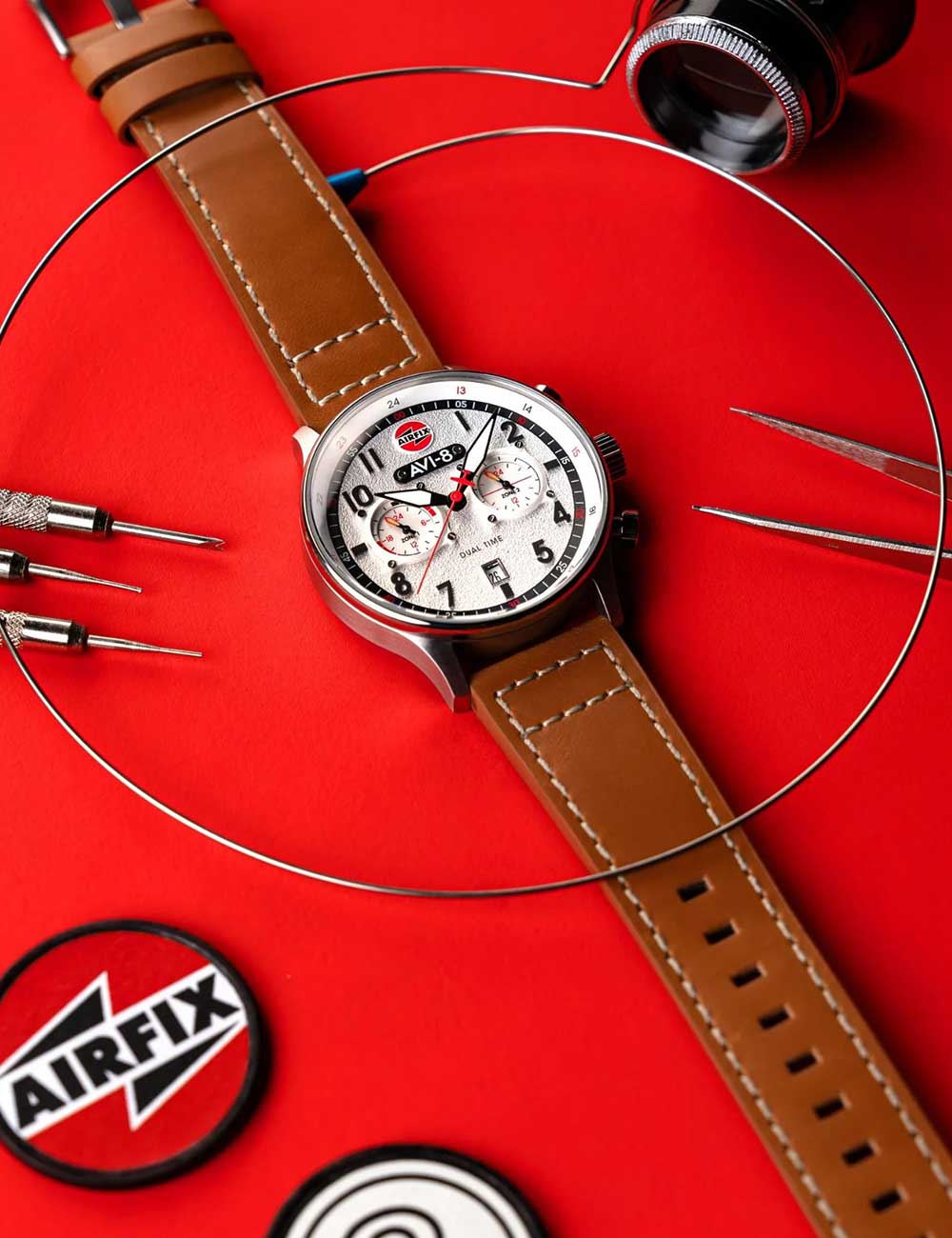 AVI-8 AV-4088-06 vyriškas laikrodis Hawker Hurricane Dual-Time Chronograph 43mm 5ATM