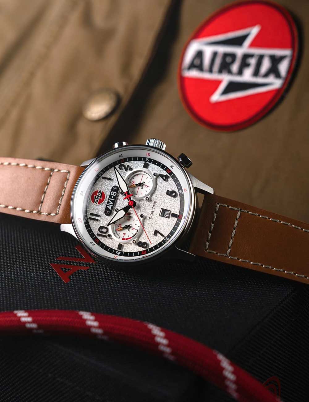 AVI-8 AV-4088-06 vyriškas laikrodis Hawker Hurricane Dual-Time Chronograph 43mm 5ATM