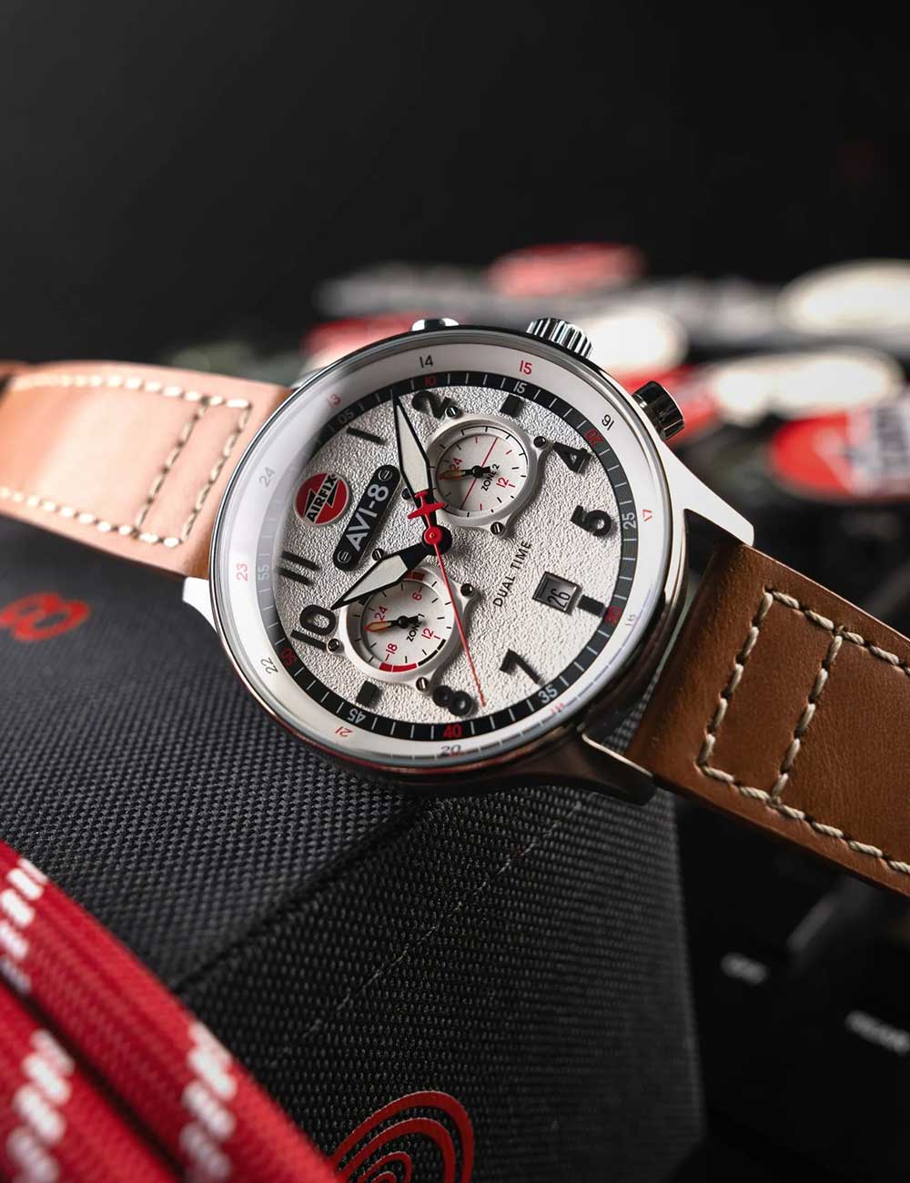 AVI-8 AV-4088-06 vyriškas laikrodis Hawker Hurricane Dual-Time Chronograph 43mm 5ATM
