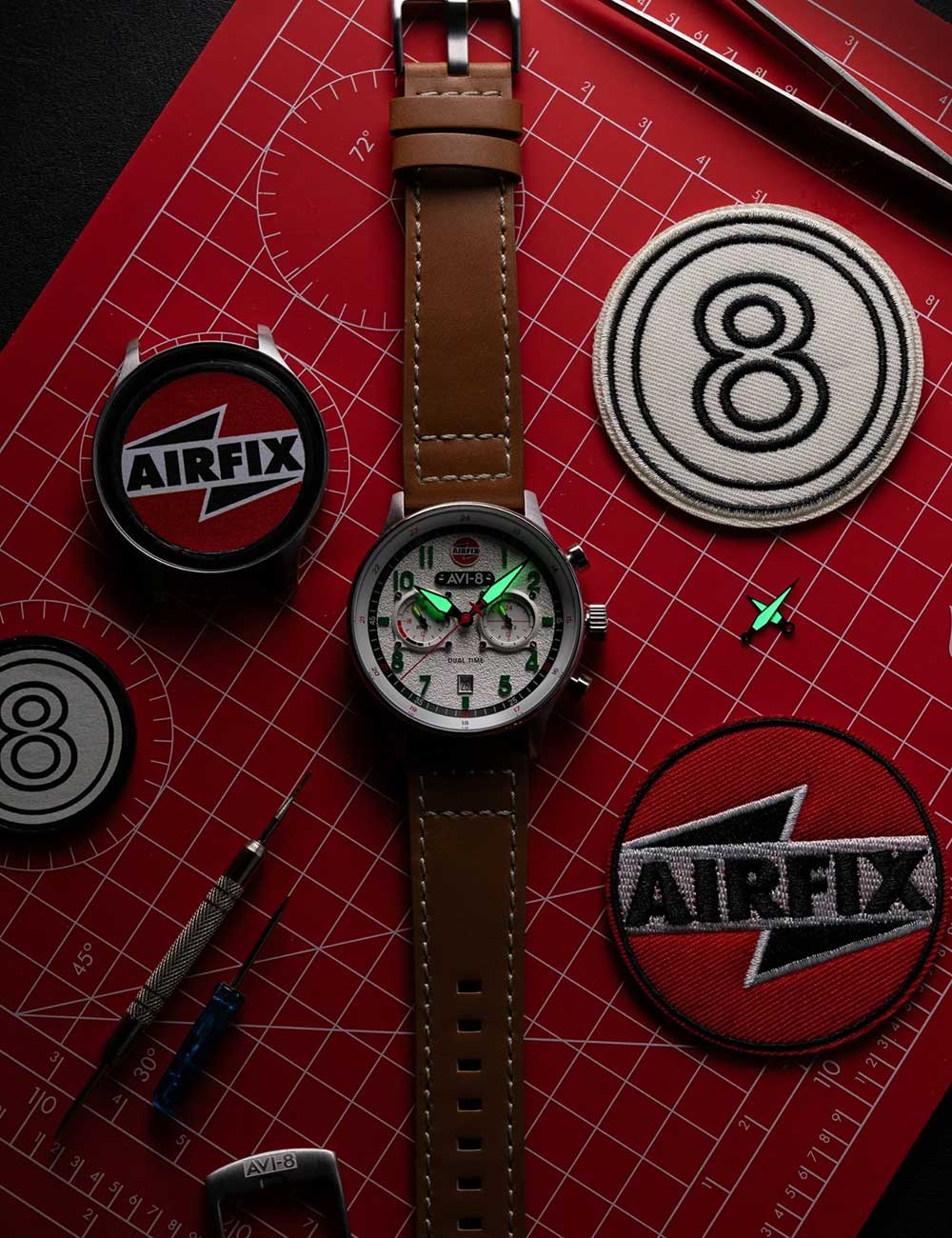 AVI-8 AV-4088-06 vyriškas laikrodis Hawker Hurricane Dual-Time Chronograph 43mm 5ATM