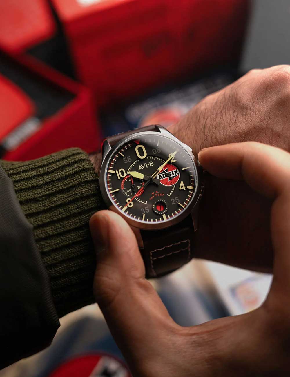 AVI-8 AV-4089-09 vyriškas laikrodis Spitfire Lock Chronograph 42mm 5ATM