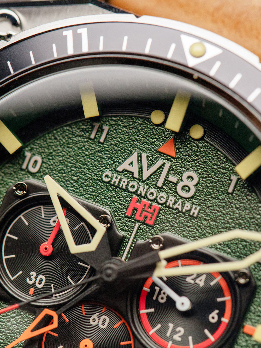 AVI-8 AV-4100-01 vyriškas laikrodis Hawker Hunter Dual Time Chronograph 43mm 5ATM