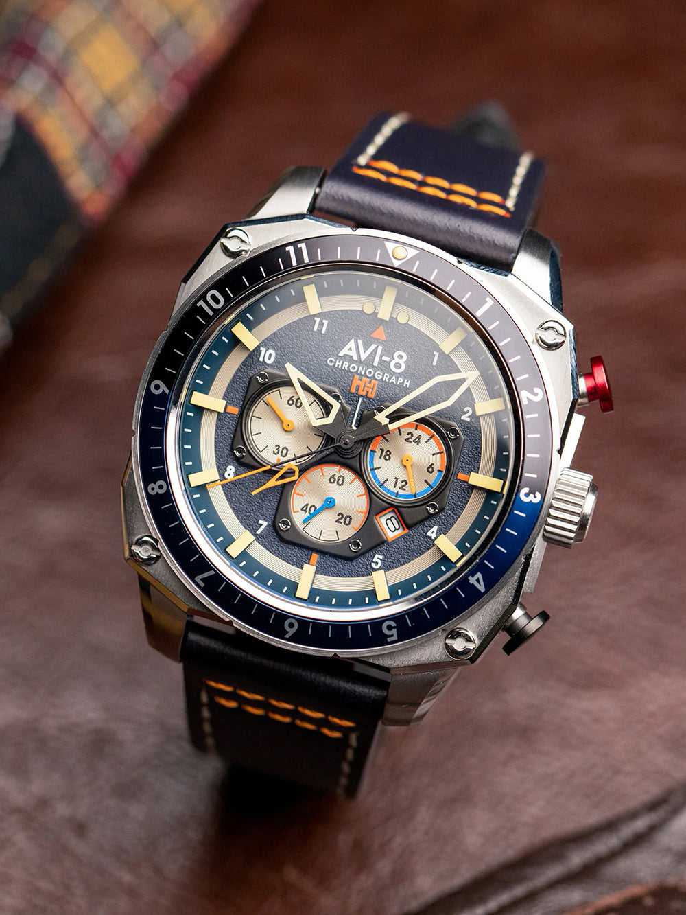 AVI-8 AV-4100-02 vyriškas laikrodis Hawker Hunter Dual Time Chronograph 43mm 5ATM