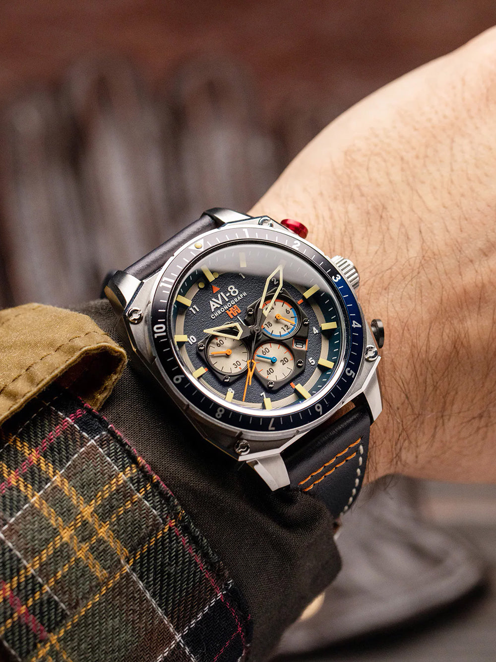 AVI-8 AV-4100-02 vyriškas laikrodis Hawker Hunter Dual Time Chronograph 43mm 5ATM