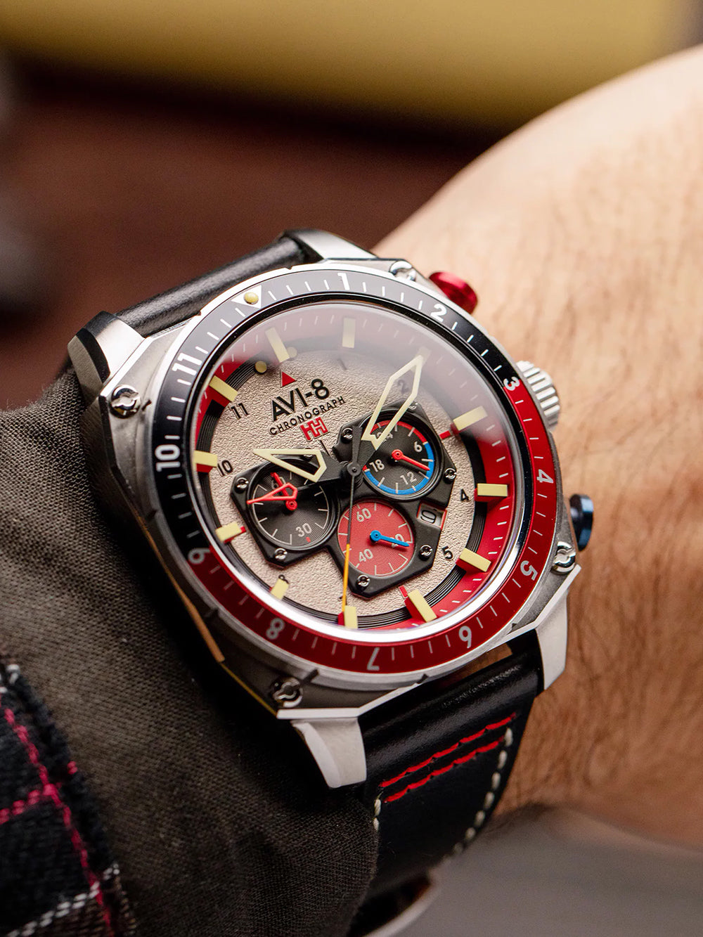 AVI-8 AV-4100-03 vyriškas laikrodis Hawker Hunter Dual Time Chronograph 43mm 5ATM