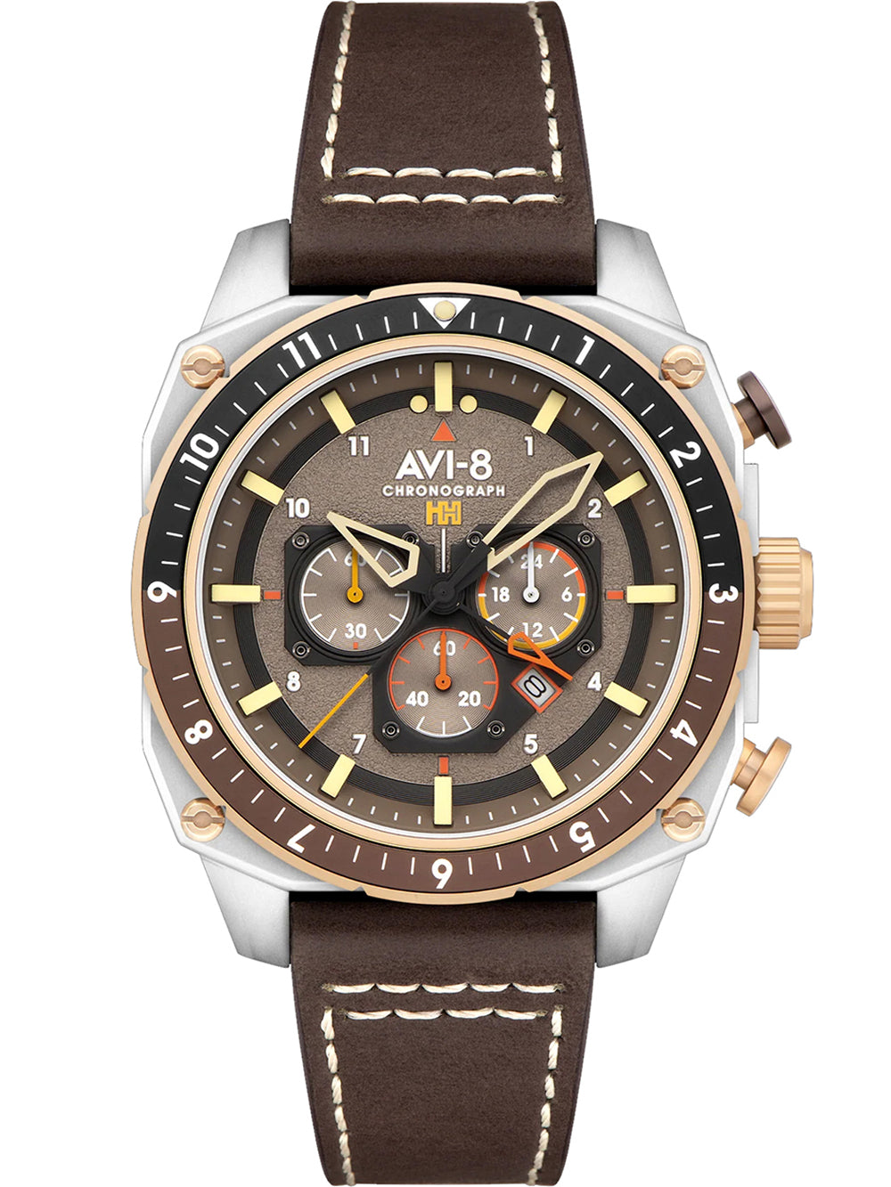 AVI-8 AV-4100-05 vyriškas laikrodis Hawker Hunter Dual Time Chronograph 43mm 5ATM