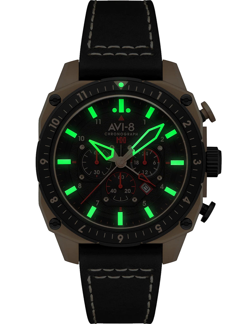 AVI-8 AV-4100-06 vyriškas laikrodis Hawker Hunter Dual Time Chronograph 43mm 5ATM
