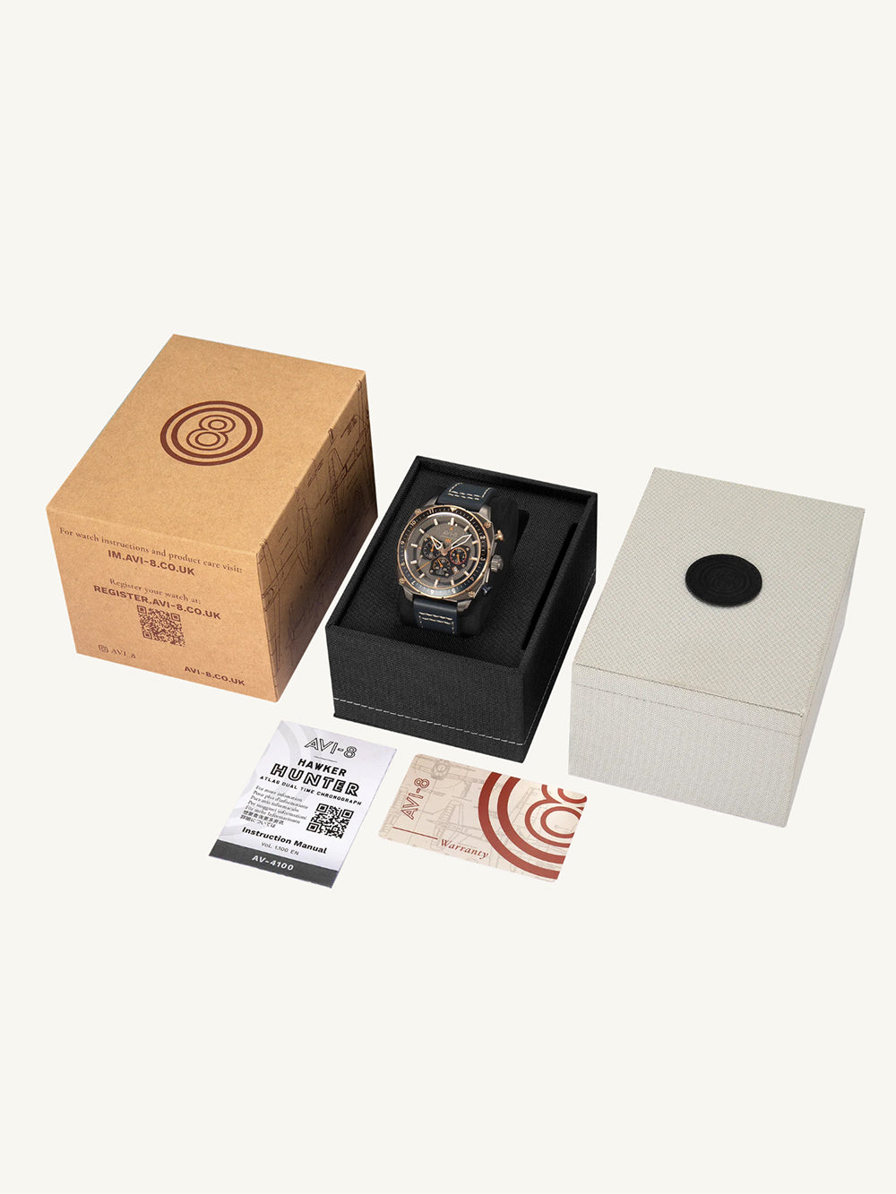 AVI-8 AV-4100-07 vyriškas laikrodis Hawker Hunter Dual Time Chronograph 43mm 5ATM