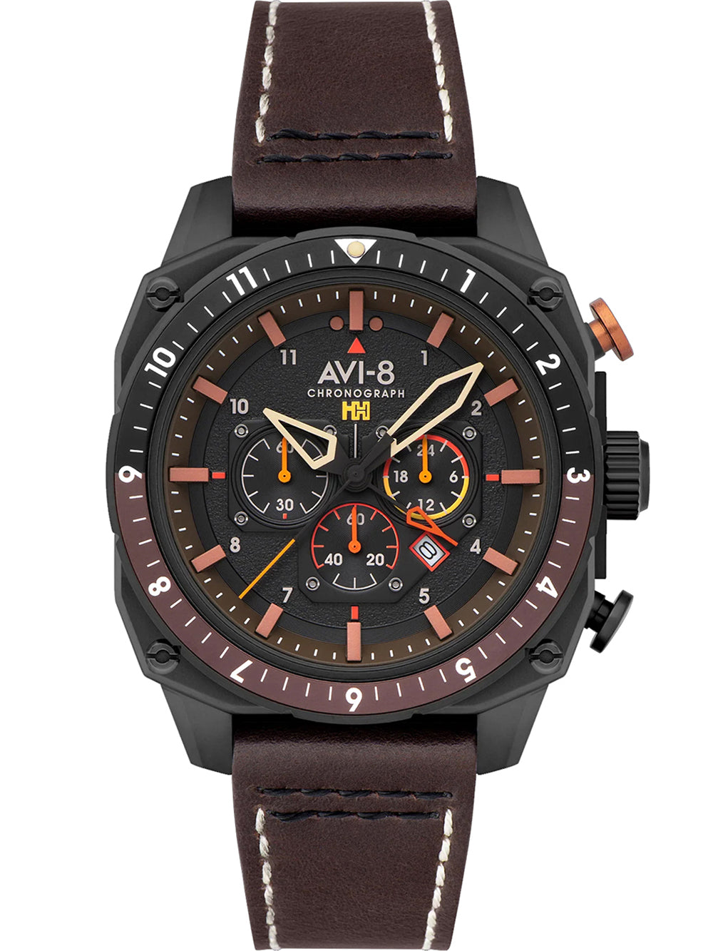 AVI-8 AV-4100-08 vyriškas laikrodis Hawker Hunter Dual Time Chronograph 43mm 5ATM