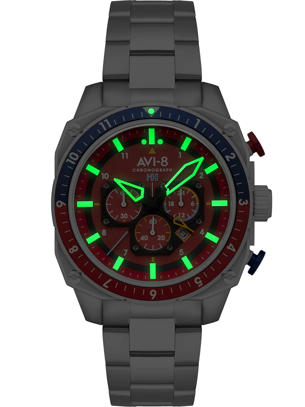 AVI-8 AV-4100-22 vyriškas laikrodis Hawker Hunter Dual Time Chronograph 43mm 5ATM