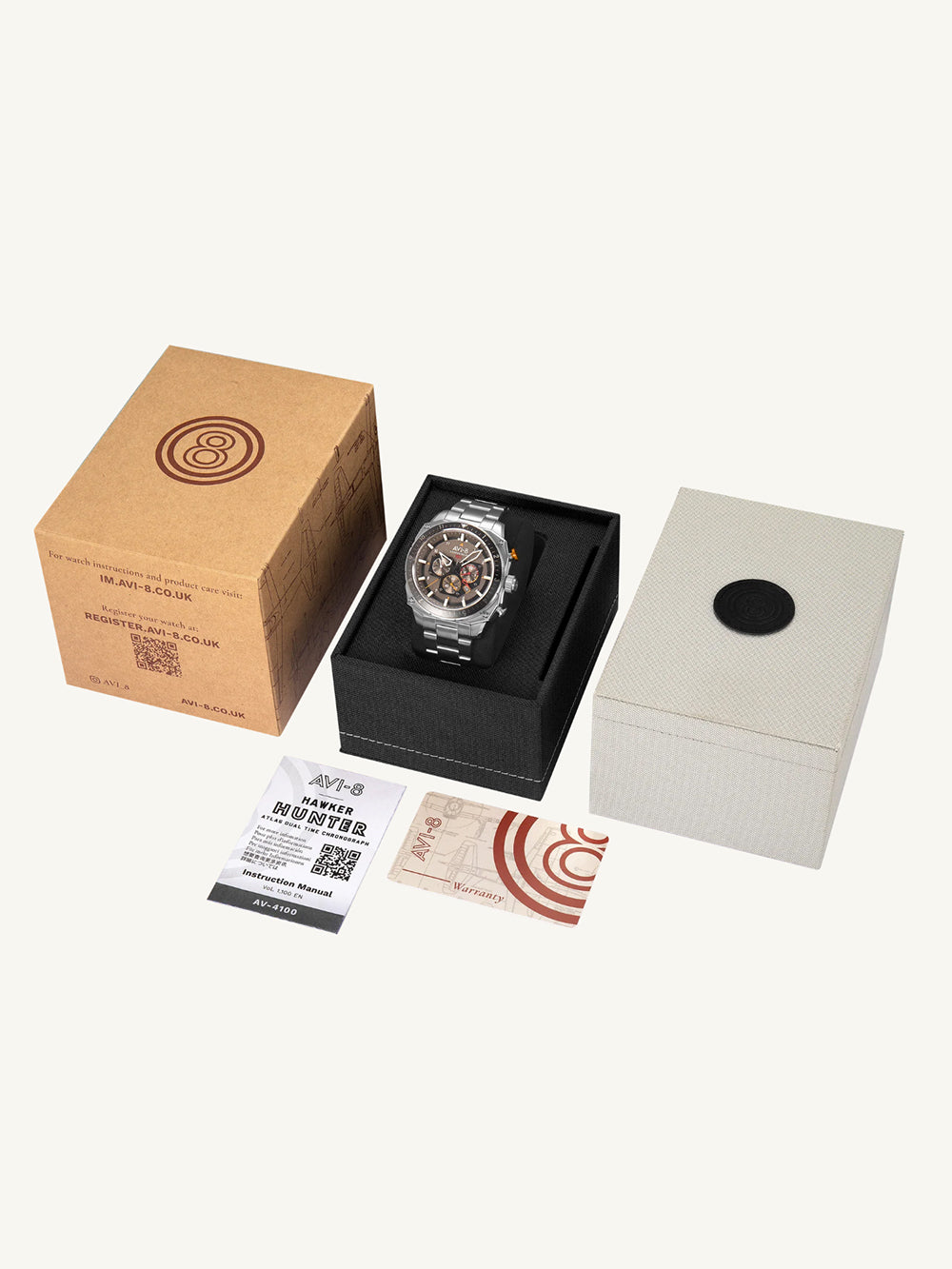 AVI-8 AV-4100-33 vyriškas laikrodis Hawker Hunter Dual Time Chronograph 43mm 5ATM