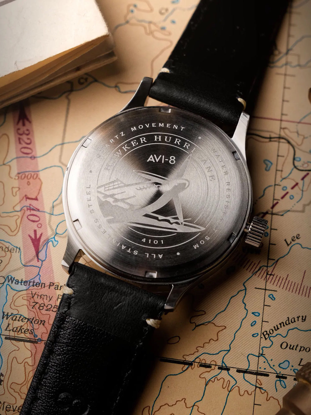 AVI-8 AV-4101-0A vyriškas laikrodis Hawker Hurricane McKellar Dual Time 44mm 5ATM