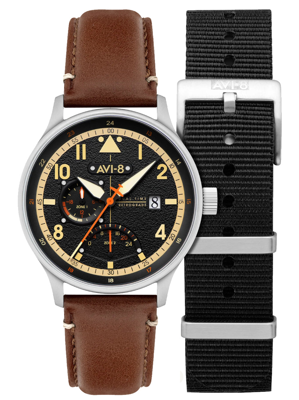 AVI-8 AV-4101-0B vyriškas laikrodis Hawker Hurricane McKellar Dual Time 44mm 5ATM