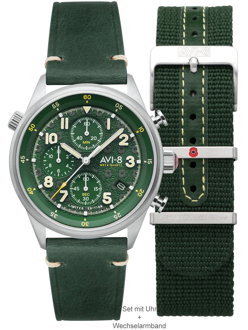 AVI-8 AV-4102-RBL-03 Flyboy Royal British Legion Chronograph vyriškas laikrodis 42mm 5ATM
