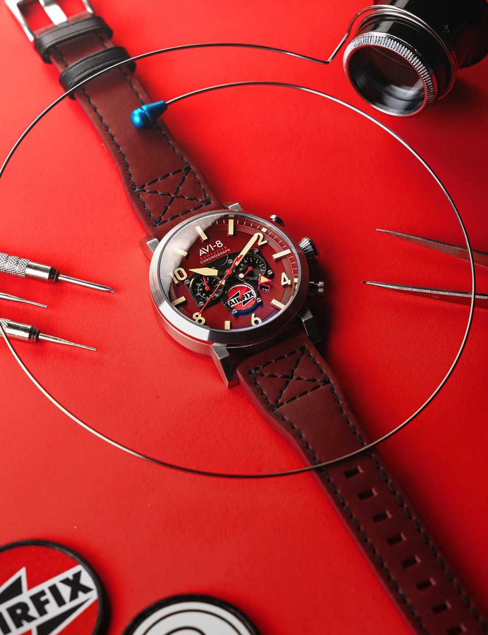 AVI-8 AV-4107-04 vyriškas laikrodis Dambuster Gibson Dual-Time Chronograph 43mm 5ATM