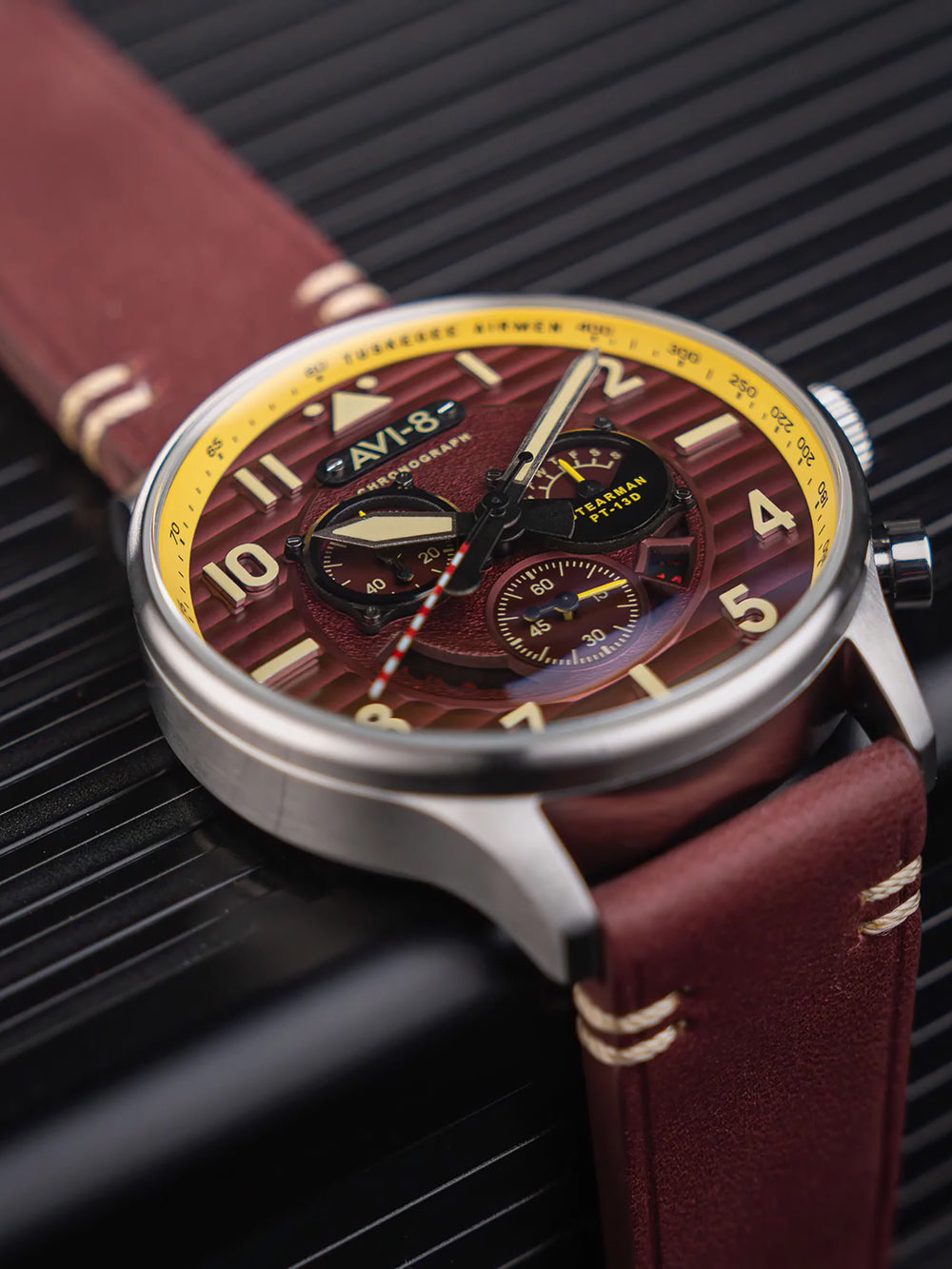 AVI-8 AV-4109-02 vyriškas laikrodis Flyboy Spirit of Tuskegee Limited Chrono 44mm 5ATM