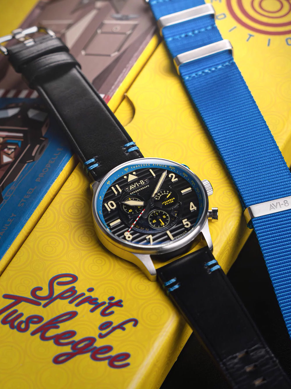 AVI-8 AV-4109-03 vyriškas laikrodis Flyboy Spirit of Tuskegee Limited Chrono 44mm 5ATM