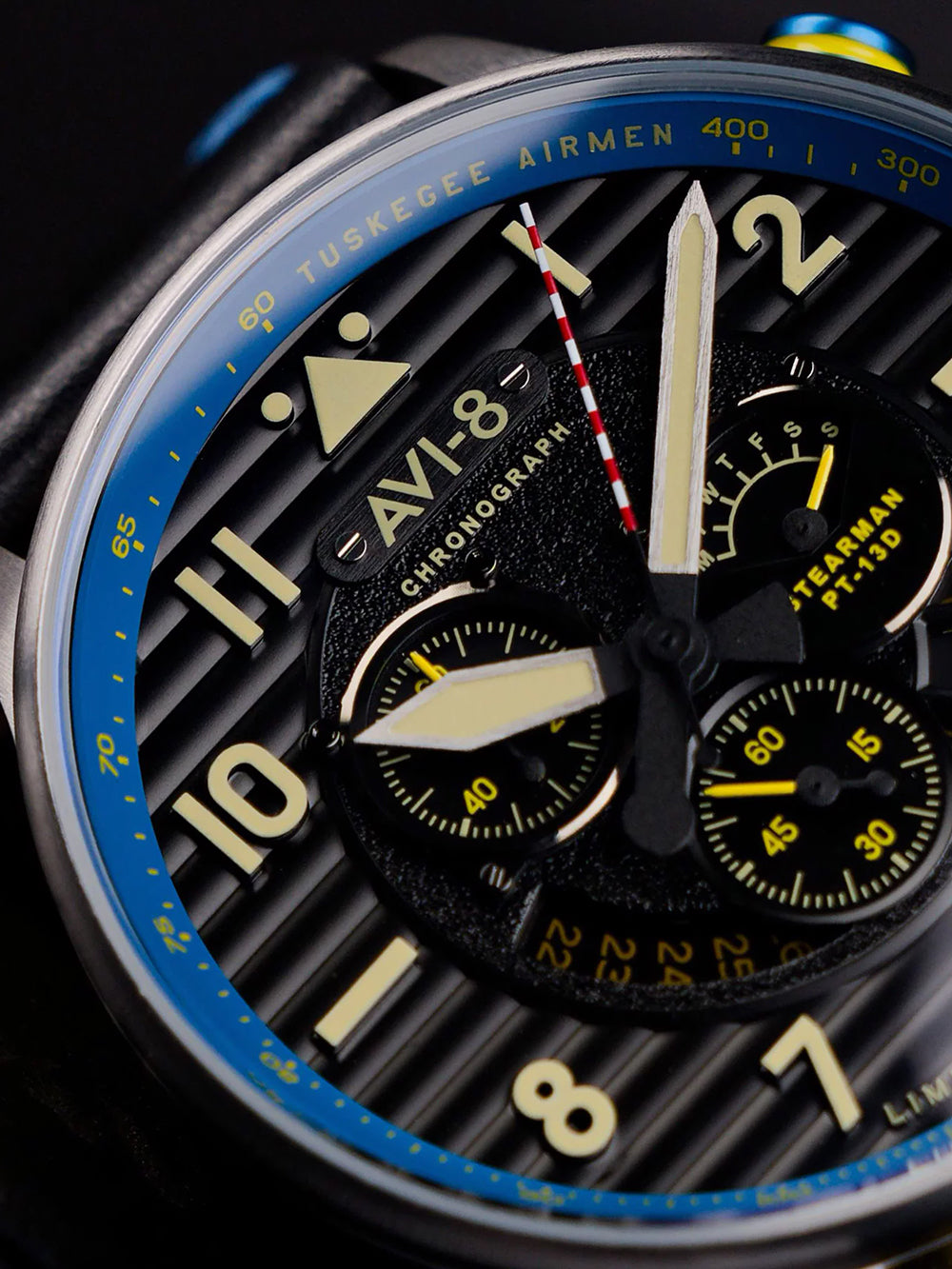 AVI-8 AV-4109-03 vyriškas laikrodis Flyboy Spirit of Tuskegee Limited Chrono 44mm 5ATM