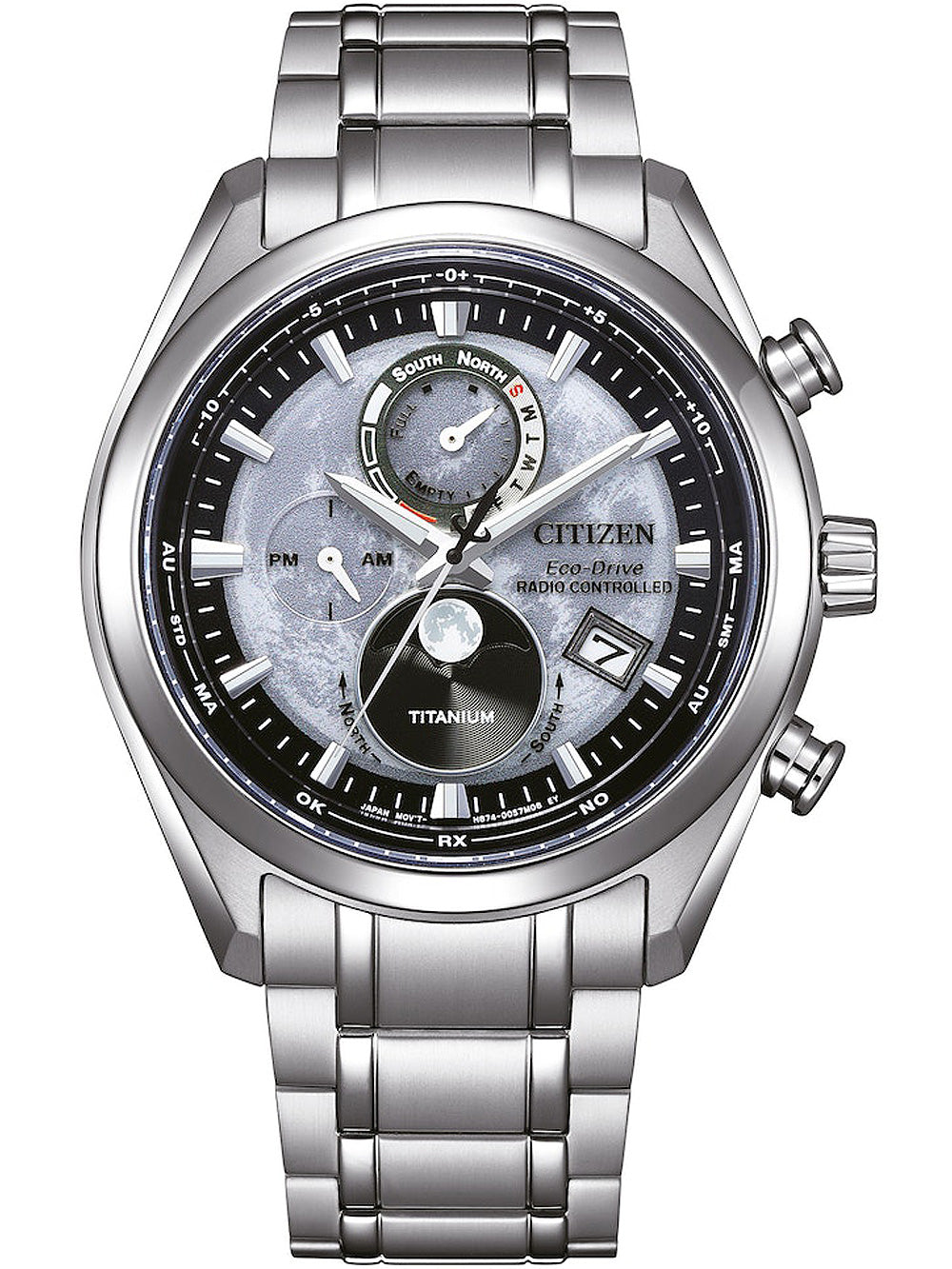 Citizen BY1010-81H Eco-Drive Moon Phase Titanium Radio Contr. vyriškas laikrodis