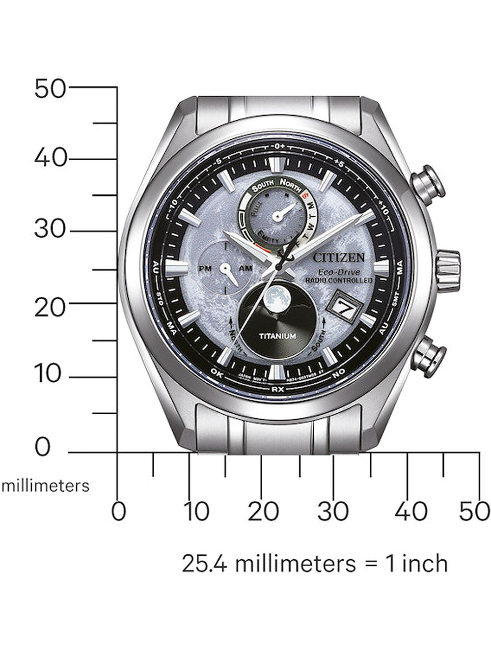 Citizen BY1010-81H Eco-Drive Moon Phase Titanium Radio Contr. vyriškas laikrodis