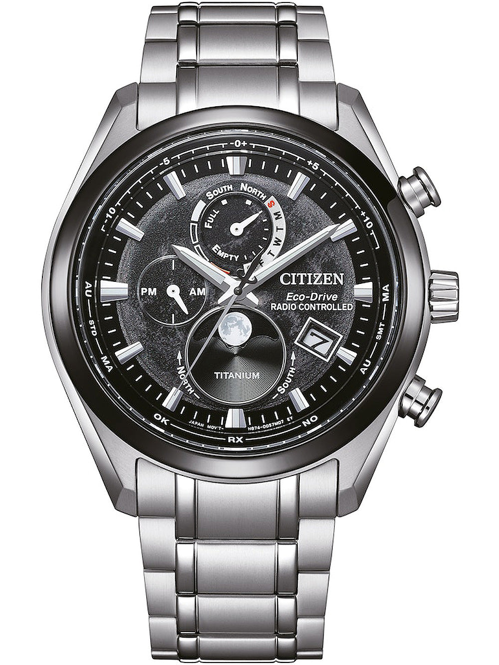 Citizen BY1018-80E Eco-Drive Moon Phase Titanium Radio Contr. vyriškas laikrodis