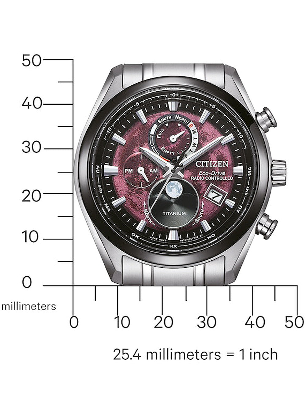 Citizen BY1018-80X Eco-Drive Moonphase Titanium Radio Controlled vyriškas laikrodis