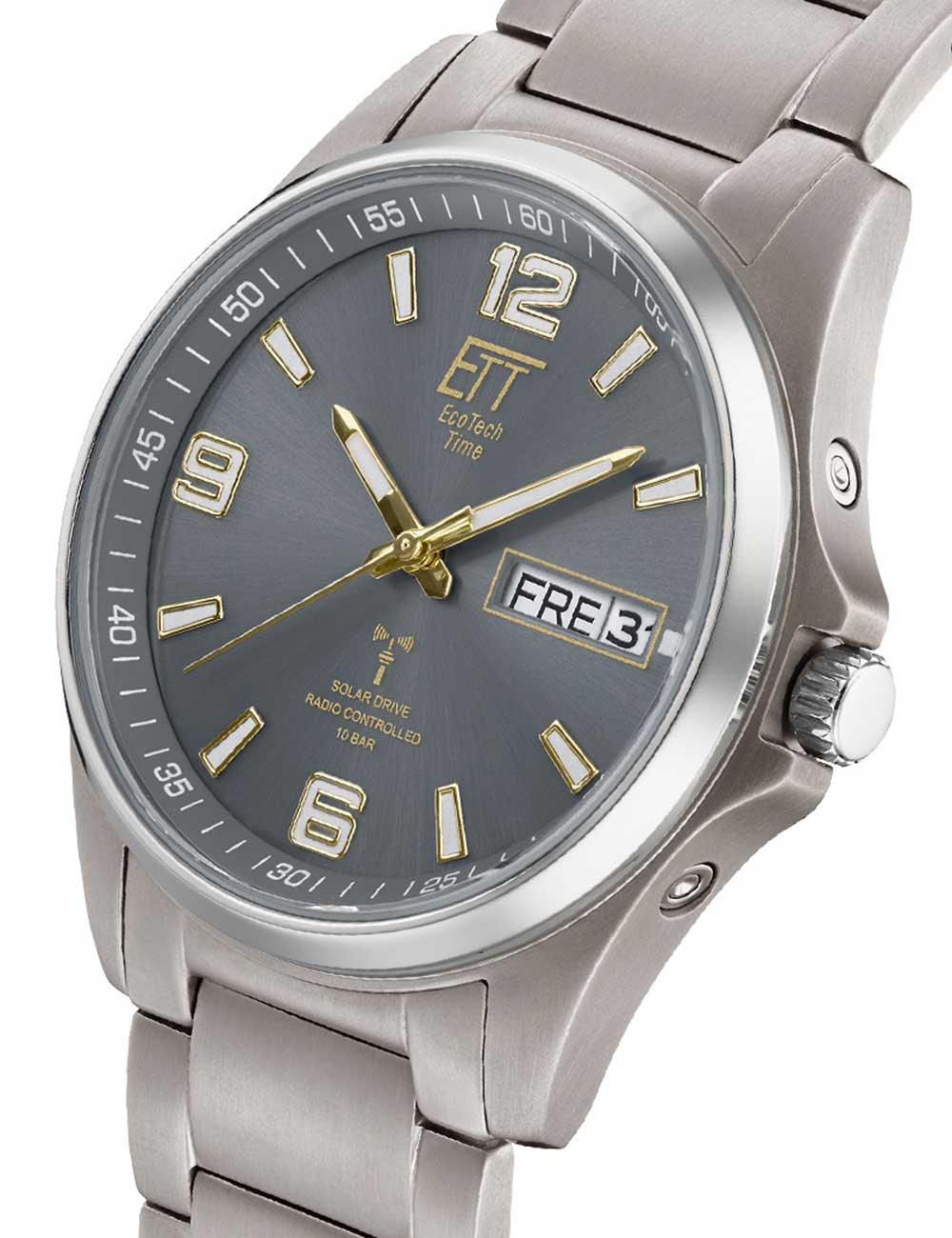 ETT Eco Tech Time EGT-11601-21M vyriškas laikrodis Everest Solar Radio Controlled 41mm 10ATM