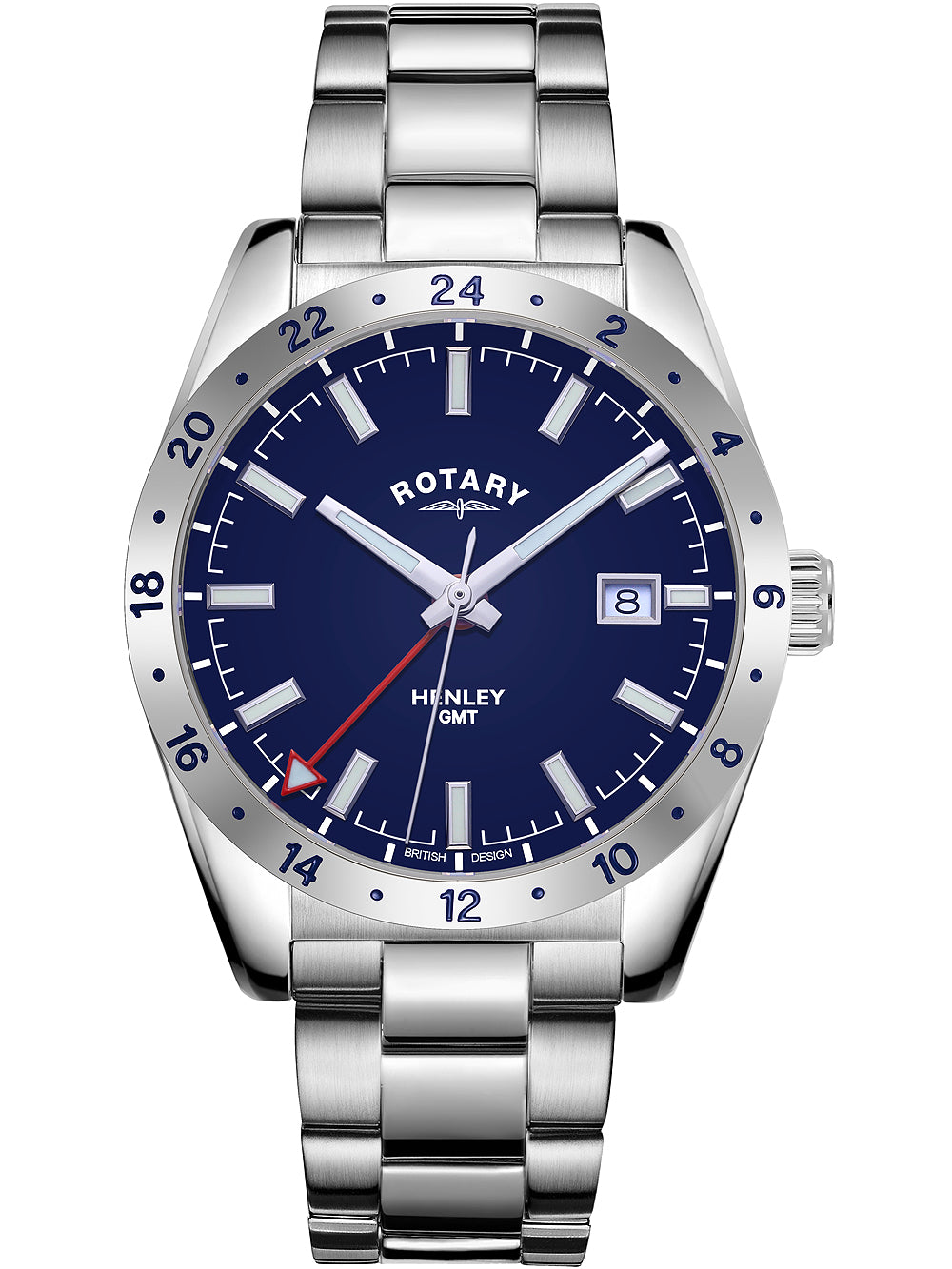 Rotary GB05176/05 Henley GMT vyriškas laikrodis 40mm 10ATM