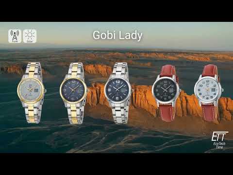 ETT ELS-11616-61L Gobi Solar Radio Controlled moteriškas laikrodis 34mm 5ATM