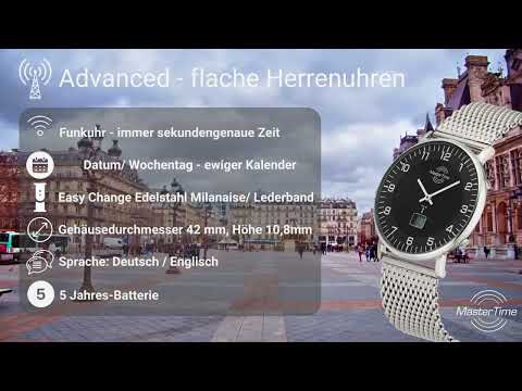 Master Time MTGS-10558-12M Radio Controlled Advanced Series vyriškas laikrodis 42mm 5ATM