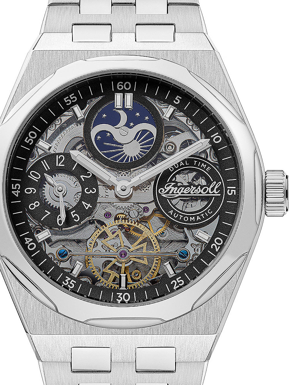 Ingersoll I12901 The Broadway Dual Time Automatic vyriškas laikrodis 43mm 5ATM