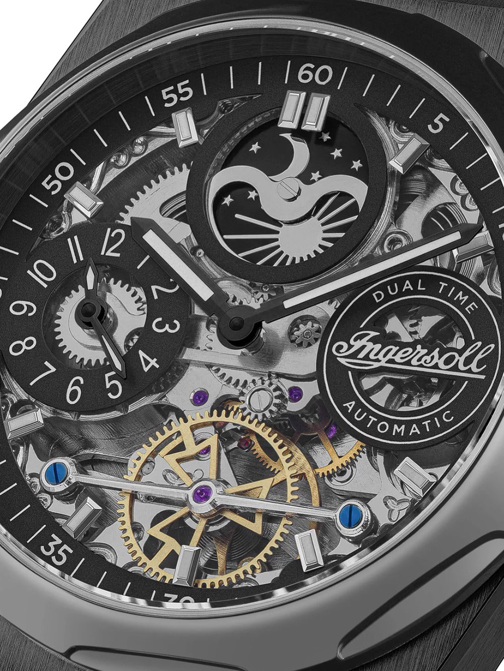 Ingersoll I12908 vyriškas laikrodis Broadway Dual Time Automatic 43mm 5ATM
