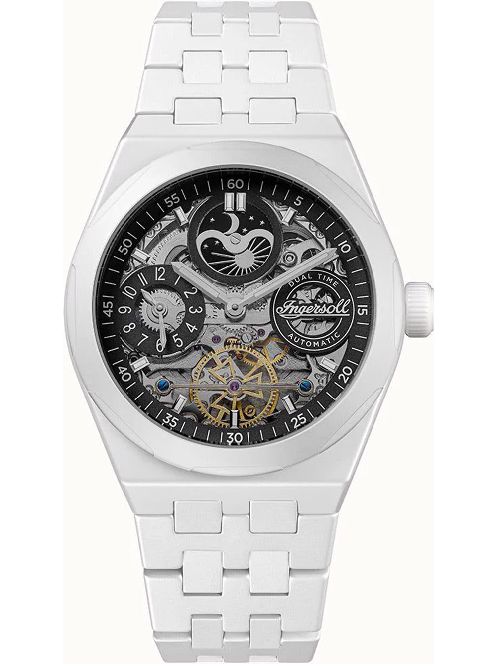 Ingersoll I15101 The Broadway Ceramic Dual Time Automatic vyriškas laikrodis 43mm 5ATM