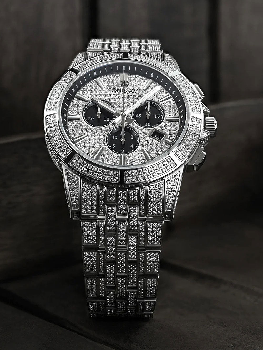 Louis XVI LXVI1122 Majeste Full Iced Chronograph vyriškas laikrodis 43mm 5ATM