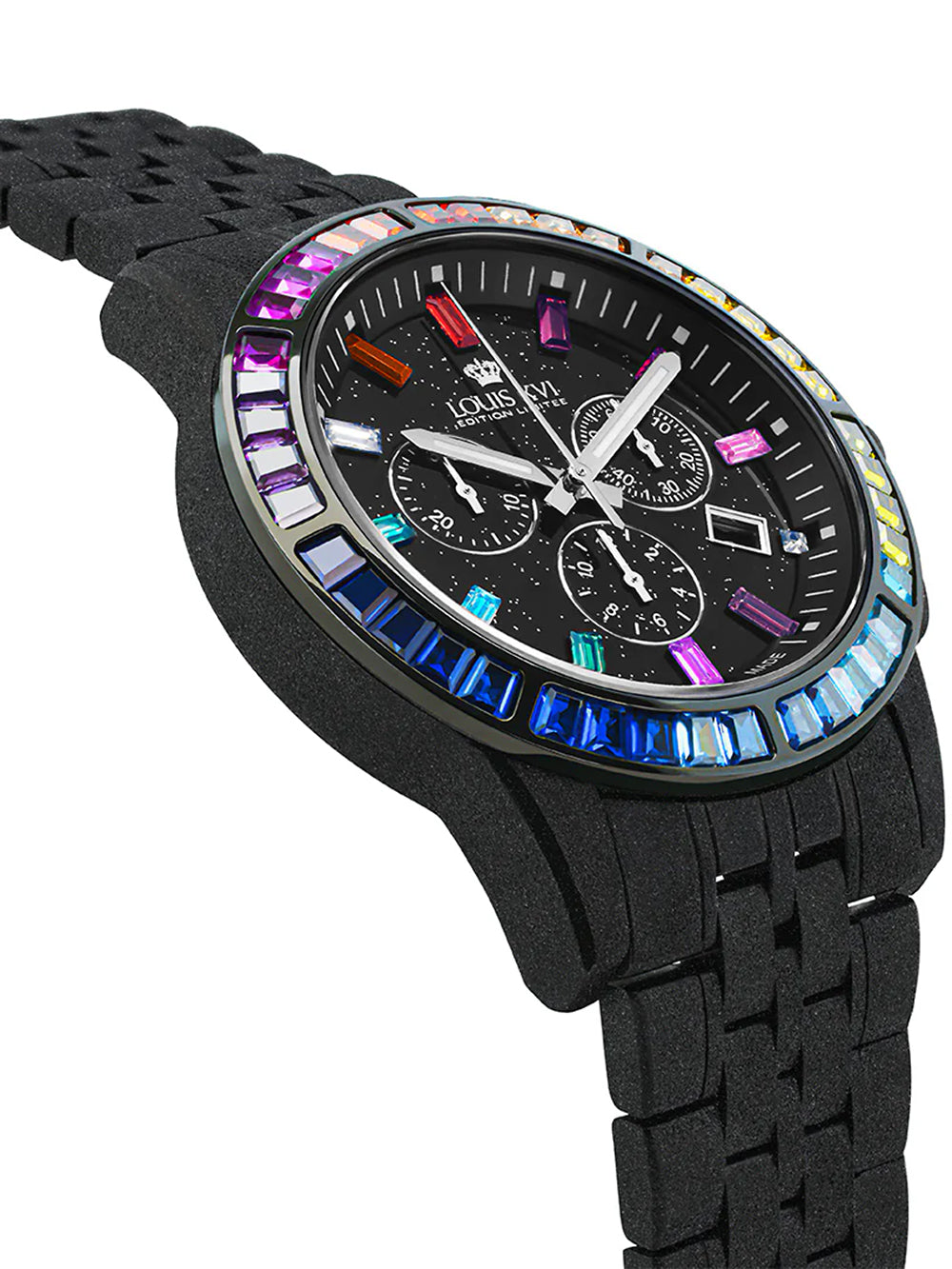 Louis XVI LXVI1129 vyriškas laikrodis Majeste Frosted Iced Out Chronograph 43mm 5ATM