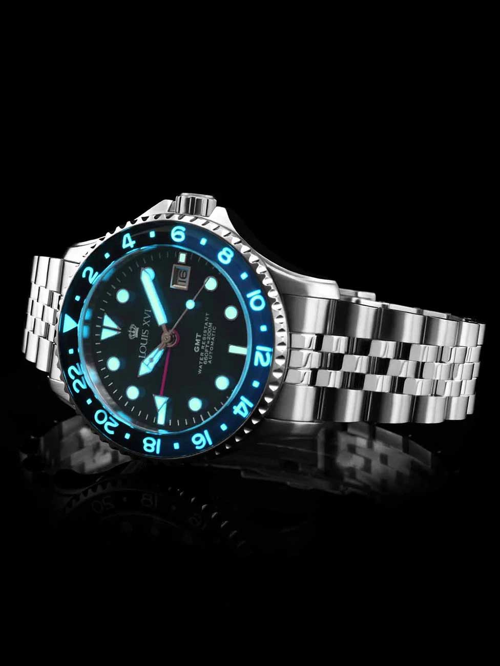Louis XVI LXVI1433 vyriškas laikrodis Mirabeau Automatic GMT 41mm 20ATM