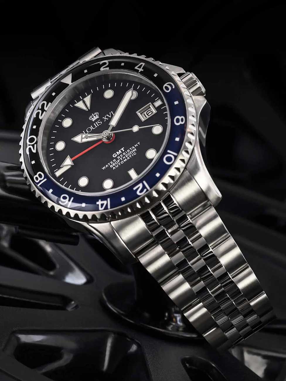 Louis XVI LXVI1433 vyriškas laikrodis Mirabeau Automatic GMT 41mm 20ATM