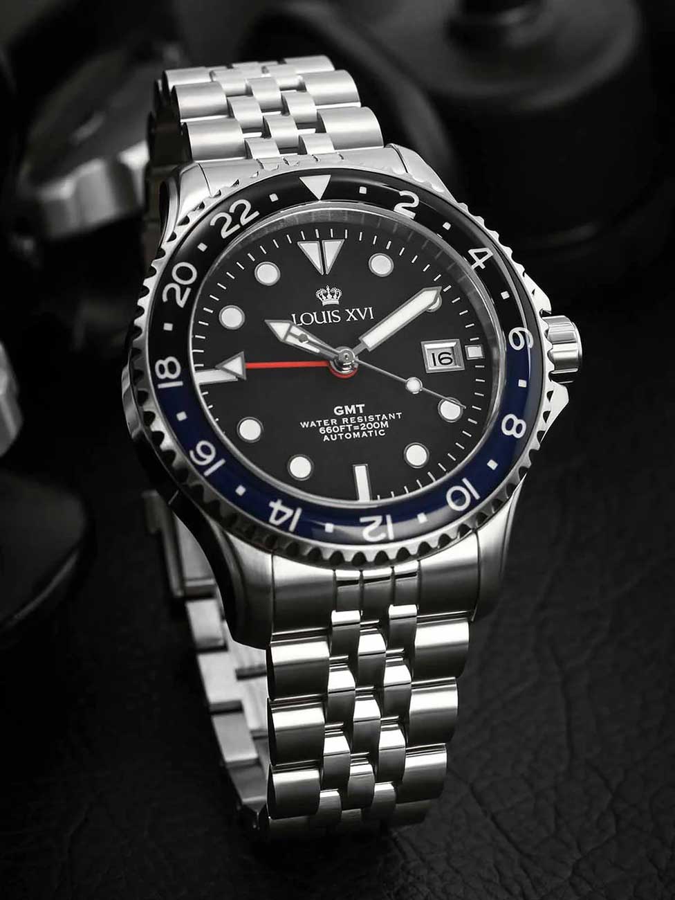 Louis XVI LXVI1433 vyriškas laikrodis Mirabeau Automatic GMT 41mm 20ATM