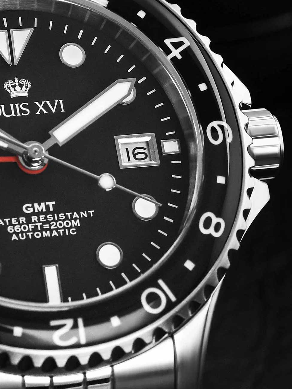 Louis XVI LXVI1434 vyriškas laikrodis Mirabeau Automatic GMT 41mm 20ATM