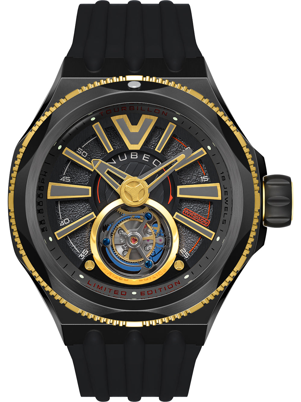 Nubeo NB-6075-05 vyriškas laikrodis Messenger Tourbillon Limited 52mm 10ATM