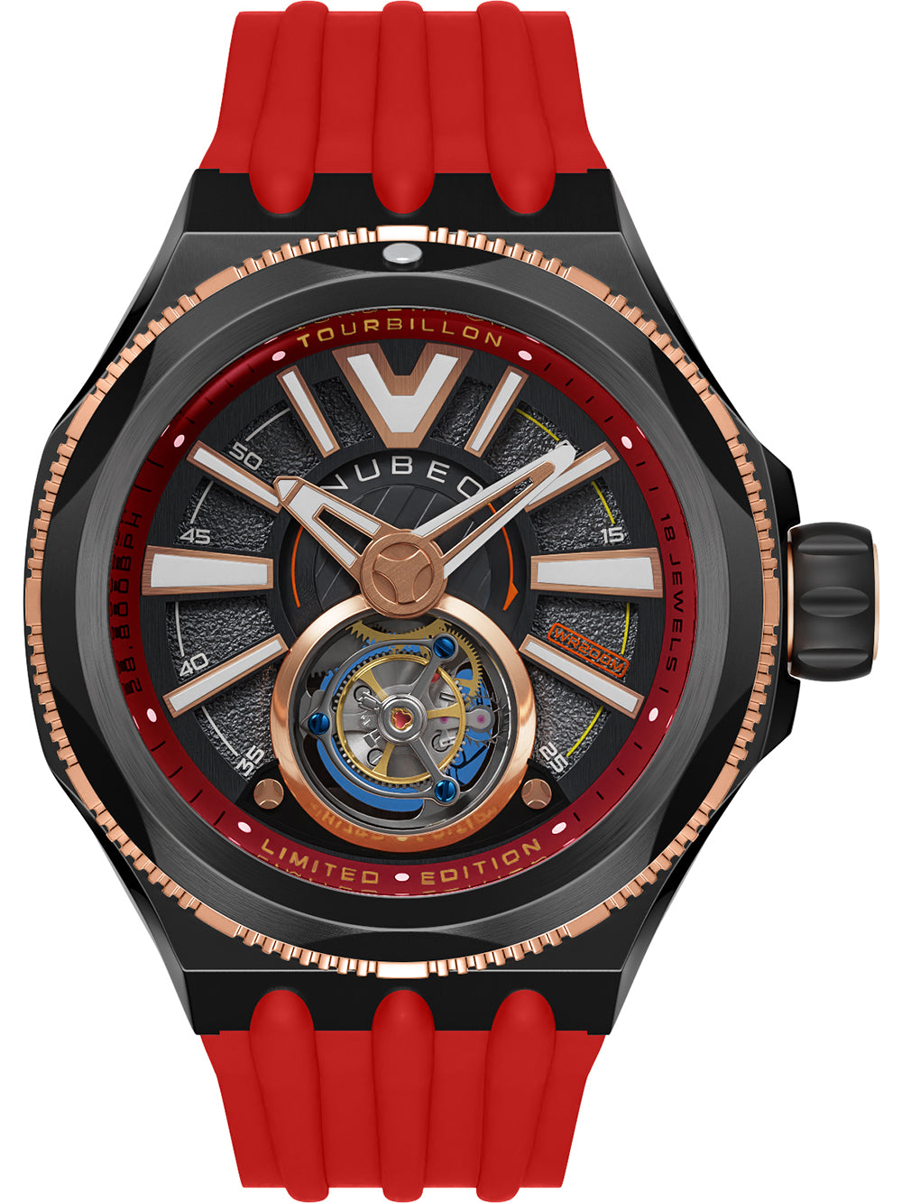 Nubeo NB-6075-09 vyriškas laikrodis Messenger Tourbillon Limited 52mm 10ATM