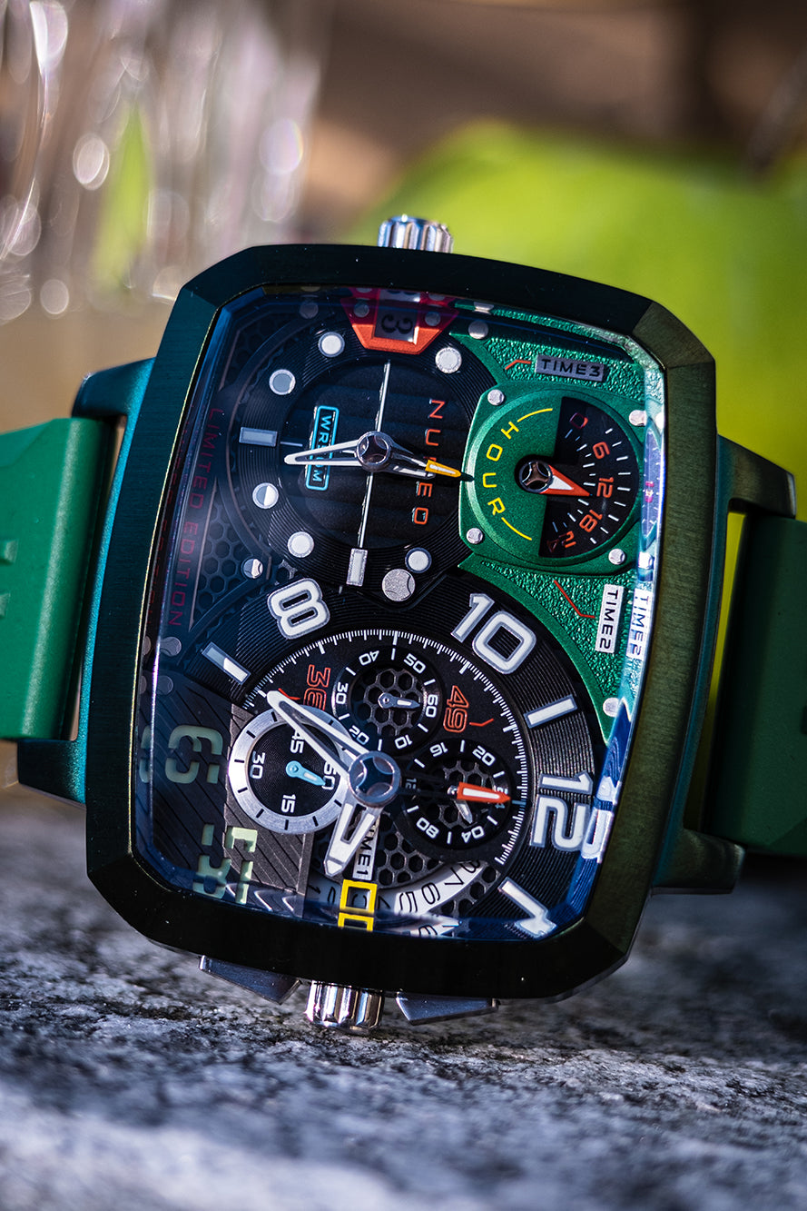 Nubeo NB-6084-03 vyriškas laikrodis Odyssey Triple Time-Zone Limited 58mm 5ATM