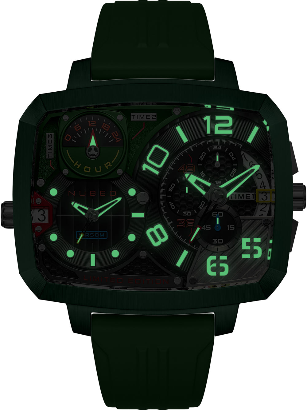 Nubeo NB-6084-03 vyriškas laikrodis Odyssey Triple Time-Zone Limited 58mm 5ATM