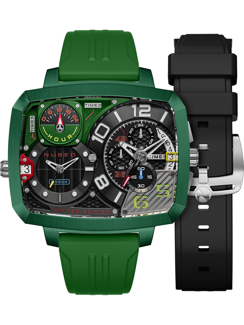 Nubeo NB-6084-03 vyriškas laikrodis Odyssey Triple Time-Zone Limited 58mm 5ATM