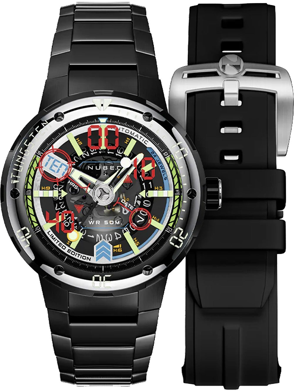 Nubeo NB-6090-22 vyriškas laikrodis Mariner 9 Automatic Limited Edition 50mm 5ATM