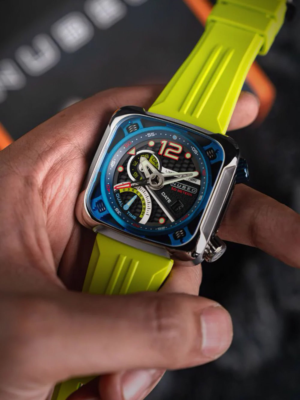 Nubeo NB-6096-01 vyriškas laikrodis Ecliptic Dual Time 45mm 5ATM